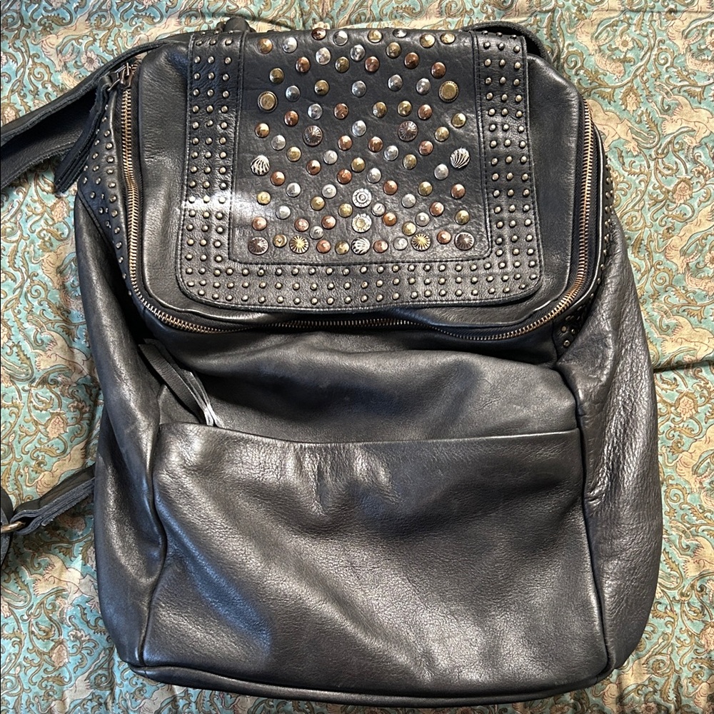 Viola Castellani Studded Black Leather Backpack - Picture 5 of 10